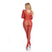 Бодістокінг - Pink Lipstick Lingerie Risque Crotchless Bodystocking Red, S/M