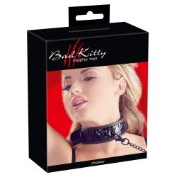 Чорний нашийник з повідком Bad Kitty Collar