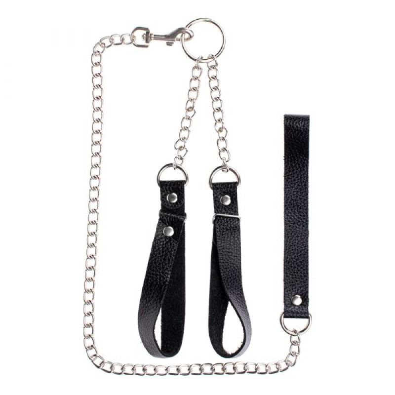 Наручники з повідцем Gentle Hold Black