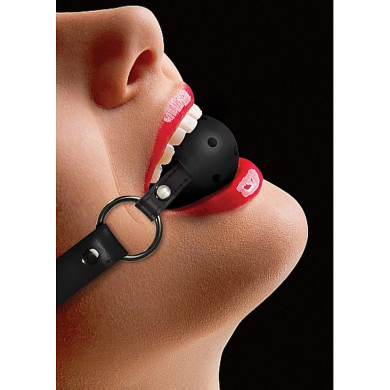 Кляп - Ouch! Ball Gag With Leather Straps Black