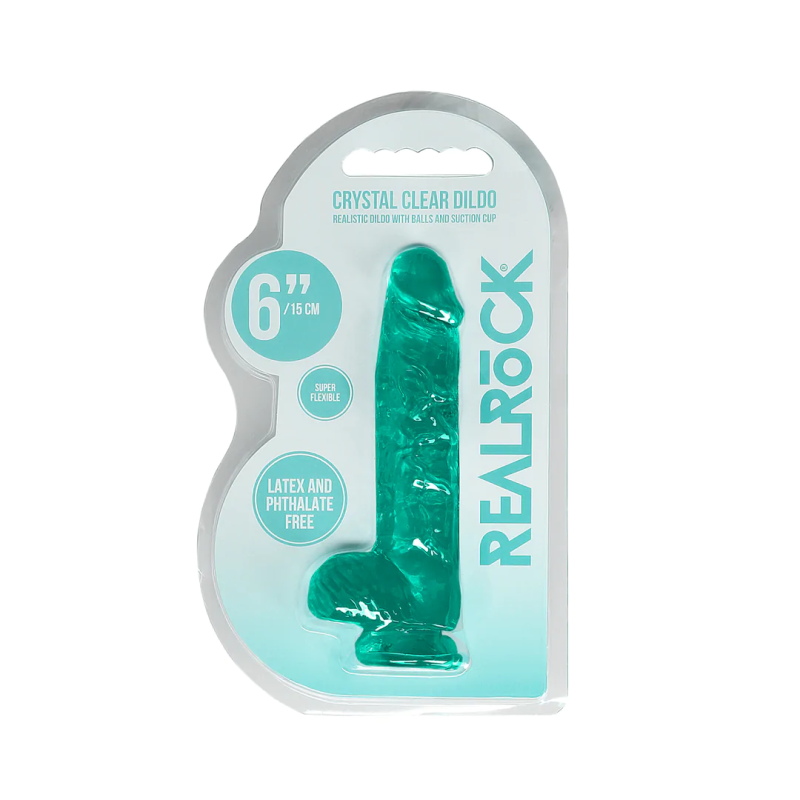 Фалоімітатор Realrock Dildo бірюзовий з мошонкою Фалоімітатор Realrock Dildo бірюзовий з мошонкою