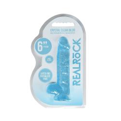 Фалоімітатор Realrock Dildo 6" блакитний з мошонкою