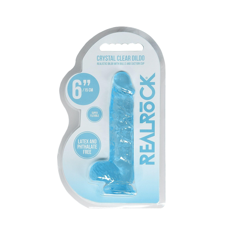 Фалоімітатор Realrock Dildo 6" блакитний з мошонкою Фалоімітатор Realrock Dildo 6" блакитний з мошонкою