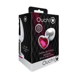 Металева анальна пробка Ouch! Medium сріблястого кольору