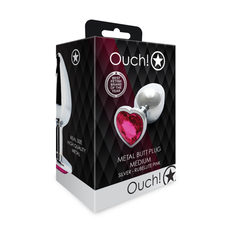 Металева анальна пробка Ouch! Medium сріблястого кольору