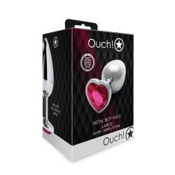 Металева пробка Ouch! Large сріблястого кольору з рубелітом