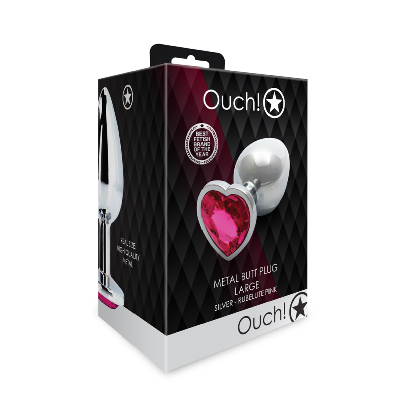 Металева пробка Ouch! Large сріблястого кольору з рубелітом Металева пробка Ouch! Large сріблястого кольору з рубелітом