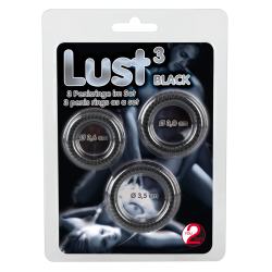 Набір ерекційних кілець Lust 3 Black Набір ерекційних кілець Lust 3 Black