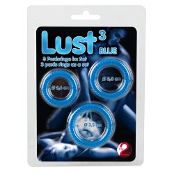 Набір ерекційних кілець Lust 3 Blue Набір ерекційних кілець Lust 3 Blue