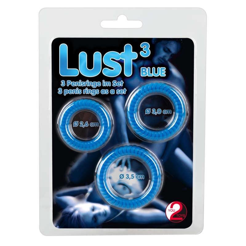 Набір ерекційних кілець Lust 3 Blue Набір ерекційних кілець Lust 3 Blue