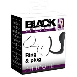 Ерекційне кільце з анальною пробкою Black Velvets Ring & Plug Ерекційне кільце з анальною пробкою Black Velvets Ring & Plug