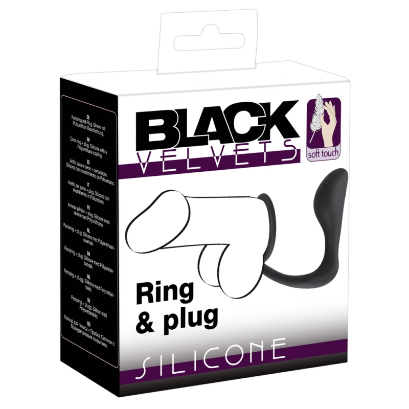 Ерекційне кільце з анальною пробкою Black Velvets Ring & Plug Ерекційне кільце з анальною пробкою Black Velvets Ring & Plug