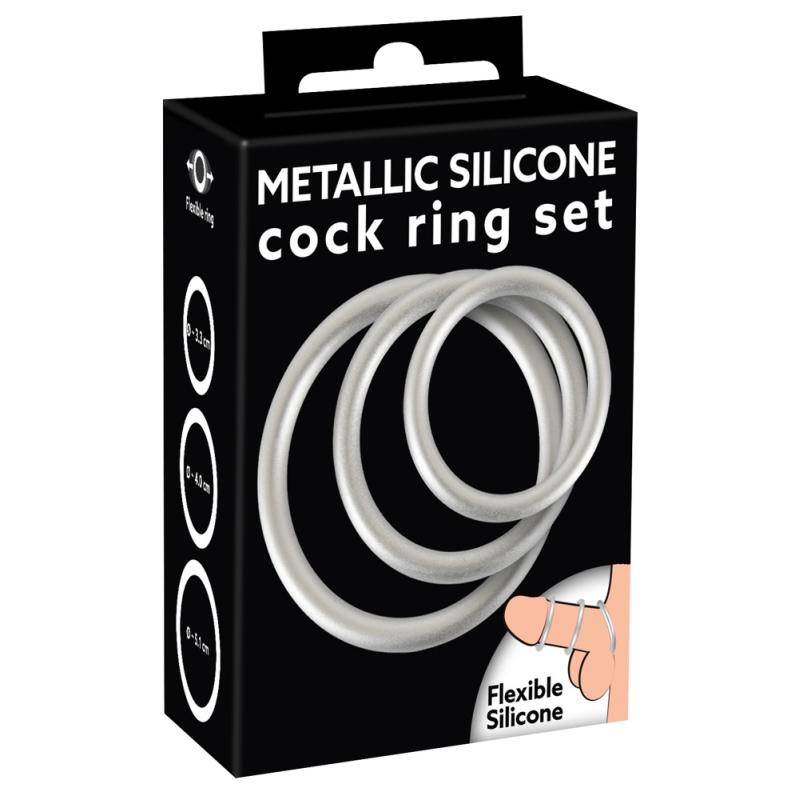 Набір ерекційних кілець Metallic Silicone від Orion сріблястих