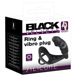Ерекційне кільце з анальною пробкою - Black Velvets Ring & Vibro Plug Ерекційне кільце з анальною пробкою - Black Velvets Ring & Vibro Plug