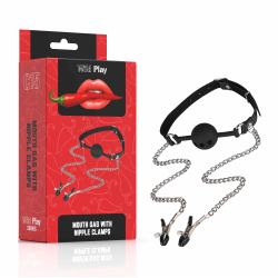 Набір БДСМ - Erospace Wild Play Mouth Gag With Nipple Clamps C15