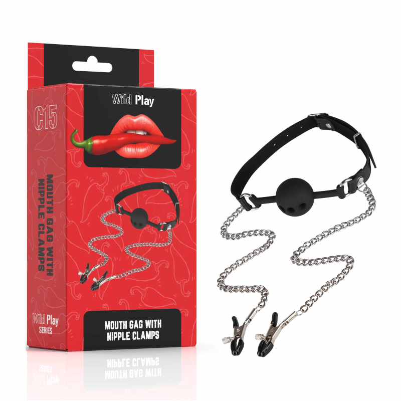 Набір БДСМ - Erospace Wild Play Mouth Gag With Nipple Clamps C15 Набір БДСМ - Erospace Wild Play Mouth Gag With Nipple Clamps C15