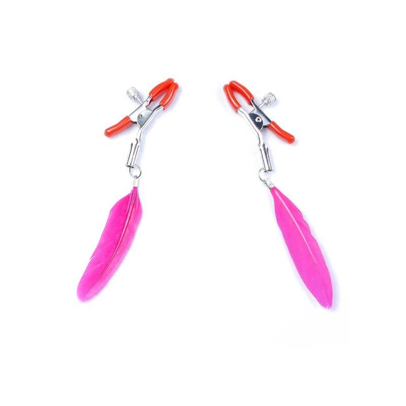 Затискачі для сосків з рожевими пір'їнами Exclusive Nipple Clamps Затискачі для сосків з рожевими пір'їнами Exclusive Nipple Clamps