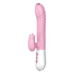 Вібратор - Silicone Vibrator USB 7 Function and Thrusting Function / Heating Pink Вібратор - Silicone Vibrator USB 7 Function and Thrusting Function / Heating Pink