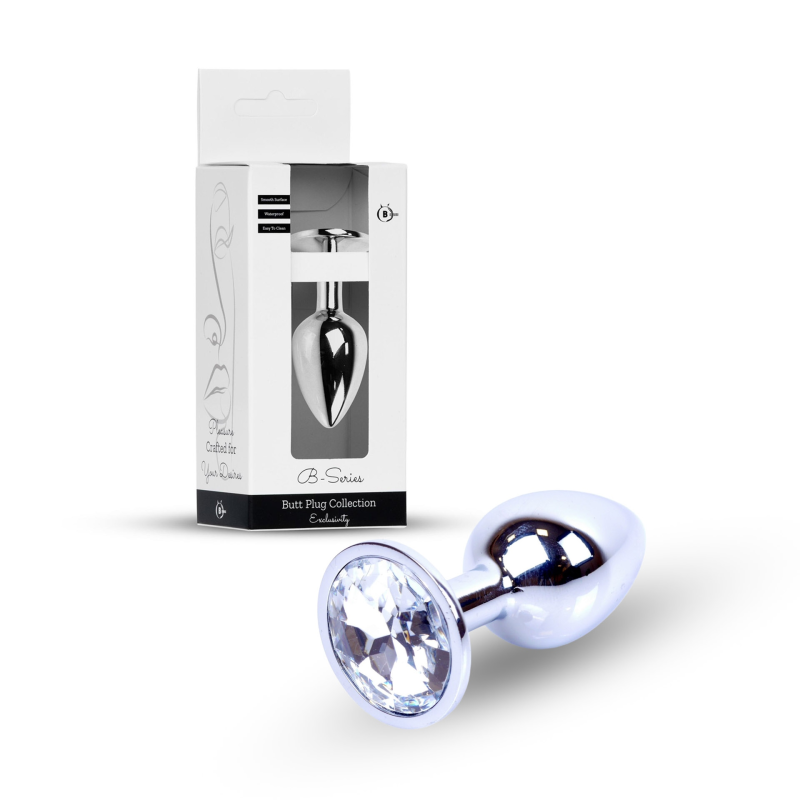 Анальна пробка Jewellery Silver Plug Clear срібляста