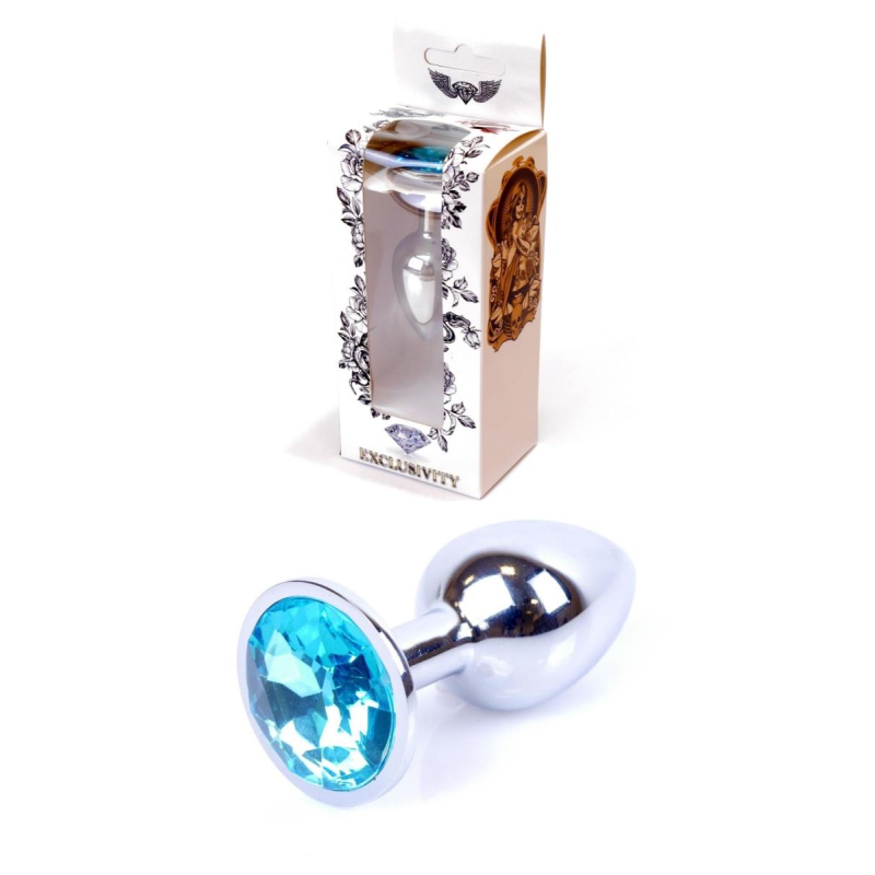 Анальна пробка Jewellery Silver Plug Light Blue Анальна пробка Jewellery Silver Plug Light Blue