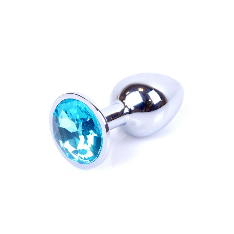 Срібляста анальна пробка Jewellery Silver Plug з блакитним кристалом Срібляста анальна пробка Jewellery Silver Plug з блакитним кристалом