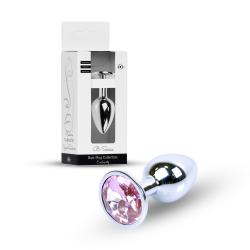 Анальна пробка срібна з рожевим кристалом Jewellery Silver Plug Light Pink
