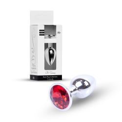 Анальна пробка Jewellery Silver Plug Red срібляста
