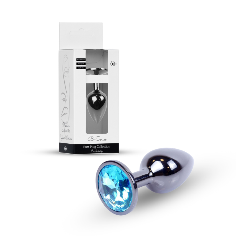 Анальна пробка Jewellery Dark Silver Light Blue Анальна пробка Jewellery Dark Silver Light Blue