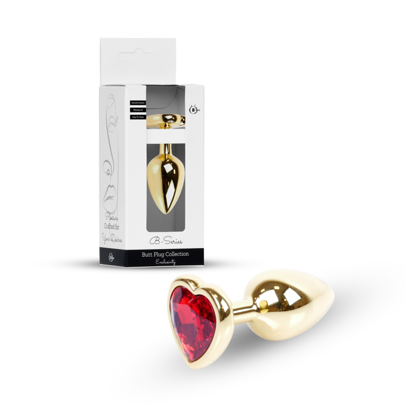 Анальна пробка Jewellery Gold Heart Plug Red