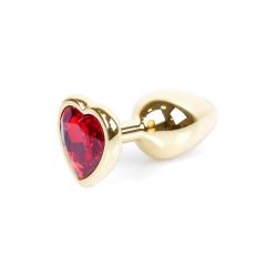 Анальна пробка Jewellery Gold Heart Plug червона