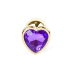 Анальна пробка Jewellery Gold Heart Plug Purple золотиста