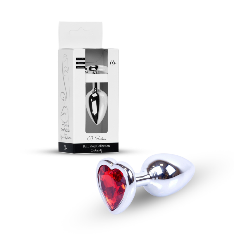 Анальна пробка Jewellery Silver Heart Plug Red сріблястого кольору Анальна пробка Jewellery Silver Heart Plug Red сріблястого кольору
