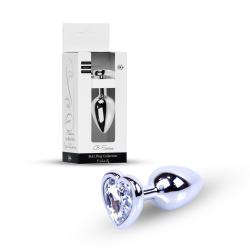 Анальна пробка Jewellery Silver Heart Plug Clear сріблястий метал