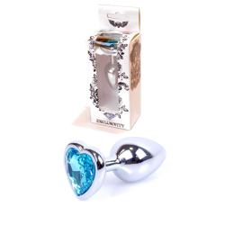 Анальна пробка - Jewellery Silver Heart Plug Light Blue