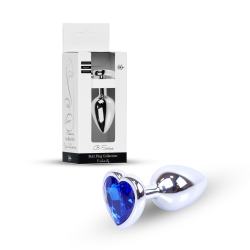 Анальна пробка - Jewellery Silver  Heart PLUG- Dark Blue