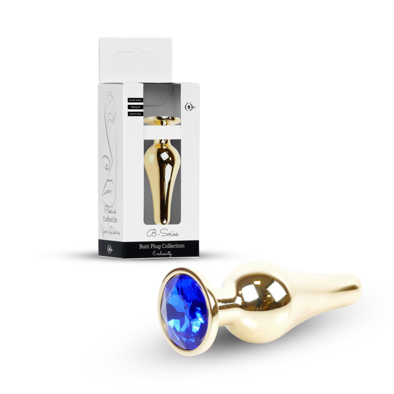 Анальна пробка - Jewellery Gold Long Plug Dark Blue