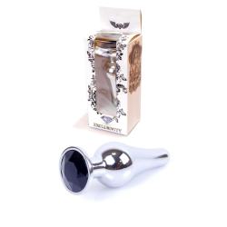 Анальна пробка - Jewellery Silver Long Plug Black