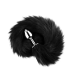 Анальна пробка Fox Tail Black, XL — срібляста