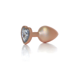 Анальна пробка - Jewellery Pearl Gold Heart Plug Clear M
