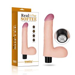 Реалістичний вібратор Real Softee Vibrator With Balls тілесний