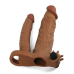 Насадка на член - Pleasure X-Tender Vibrating Double Penis Sleeve Add 2" Brown