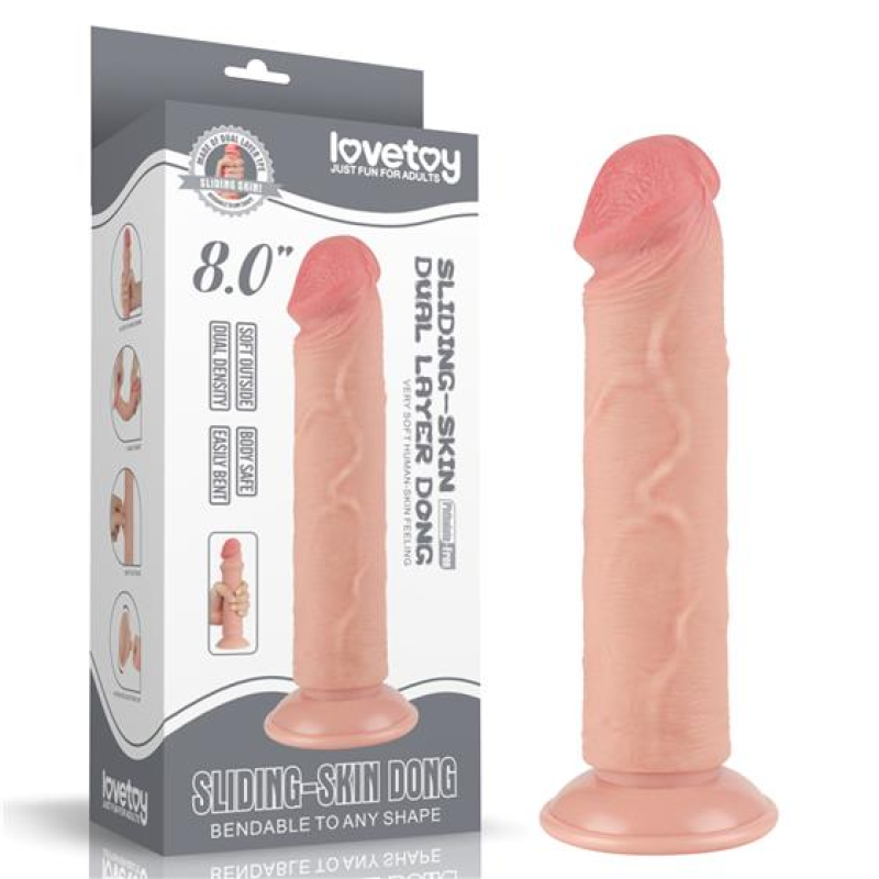 Фалоімітатор Sliding-Skin тілесний LoveToy 8 дюймів