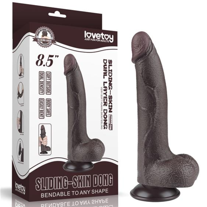 Фалоімітатор - Sliding-Skin Dual Layer Dong 8.5" Black #1