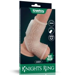 Насадка на член - Vibrating Drip Knights Ring With Scrotum Sleeve White Насадка на член - Vibrating Drip Knights Ring With Scrotum Sleeve White