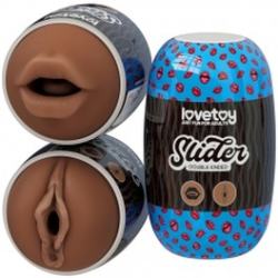 Мастурбатор - Slider Double-Ended Masturbator Mouth and Vagina Brown