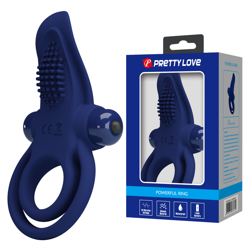 Ерекційне кільце - Pretty Love Powerful Ring Vibro Stimulator Blue Ерекційне кільце - Pretty Love Powerful Ring Vibro Stimulator Blue