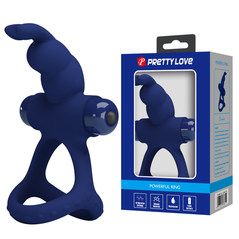 Ерекційне кільце Pretty Love Powerful Vibro Cock Ring II Bunny Blue