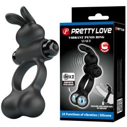 Ерекційне кільце Pretty Love Vibrant Penis Ring Yusuf Black Ерекційне кільце Pretty Love Vibrant Penis Ring Yusuf Black