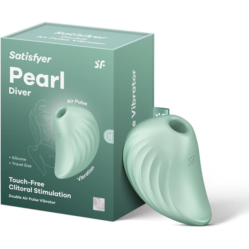 Вакуумний кліторальний вібратор Satisfyer Pearl Diver Mint салатовий Вакуумний кліторальний вібратор Satisfyer Pearl Diver Mint салатовий