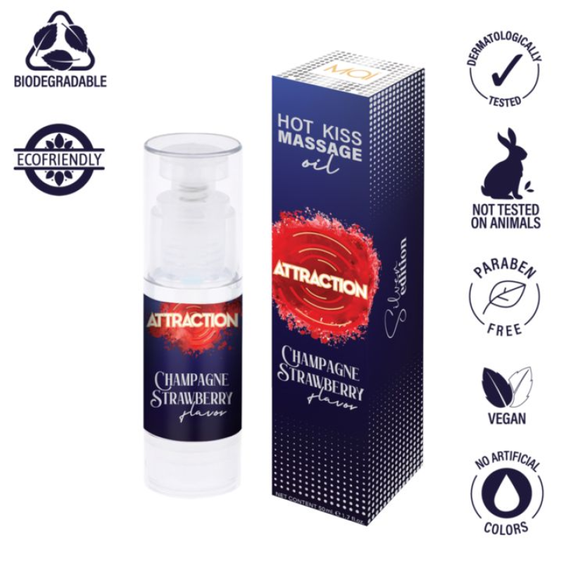 Масажна олія - MAI Attraction Massage Oil Champagne Strawberry, 50 мл (09.2026)